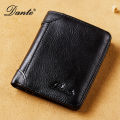 Dante Leather Men's Wallets RFID Anti-theft Brush Degaus Head Layer Cowhide Retro Casual Vertical Money Bag Money Two fold Clips. 