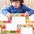 Wooden Dinosaur Domino Matching Memory Chess Multifunctional Puzzle Desktop Game Educational Toy For Parent-Child Interaction. 