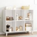 Freestanding Open Cubes Bookcase - 2-Tier Floor Standing Wooden Storage Display Cabinet Organizer with Legs for Home Office, 6-Cubes Open Shelf Low Short Bookshelf. 