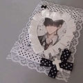 Cute DIY Lace Bowknot  Photo Card Holder Idol Photocard Case Decorative Card Cover Black White Love Heart Shape Photo Holder. 