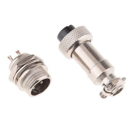 Hoverboard charger 3 PIN Thread Male Female Panel Metal Aviation Wire Connector Plug CNC (3pin)