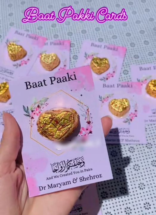 customize favours cards for baat Pakki / nikkah / mehndi / maiyon all  event favour cards  pack of 12