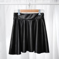 High Waist Elastic Mini Short Skirt Women Imitation Leather Skirt Polyester Fiber Fabric.