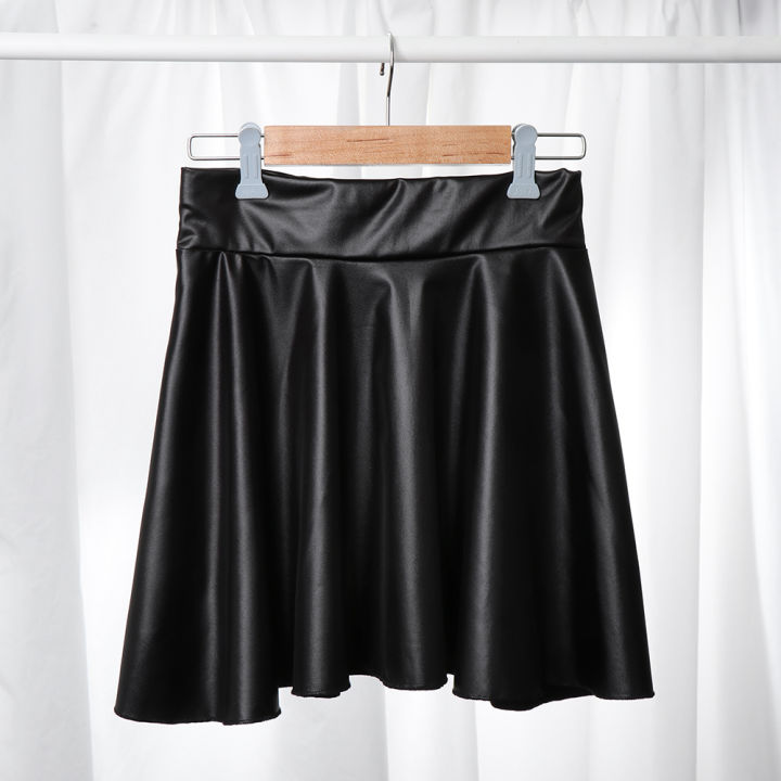 High%20Waist%20Elastic%20Mini%20Short%20Skirt%20Women%20Imitation%20Leather%20Skirt%20Polyester%20Fiber%20Fabric%20-%20Image%203