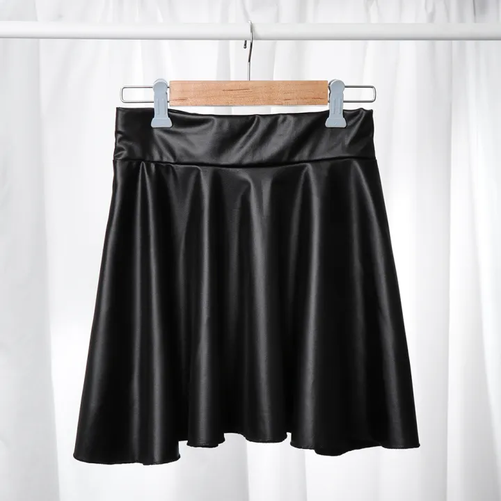 High%20Waist%20Elastic%20Mini%20Short%20Skirt%20Women%20Imitation%20Leather%20Skirt%20Polyester%20Fiber%20Fabric%20-%20Image%203