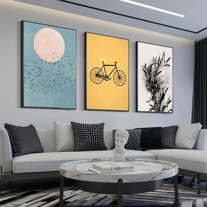 Modern Minimalist Boho Style Trees Birds Sun Landscape A Poster HD ...