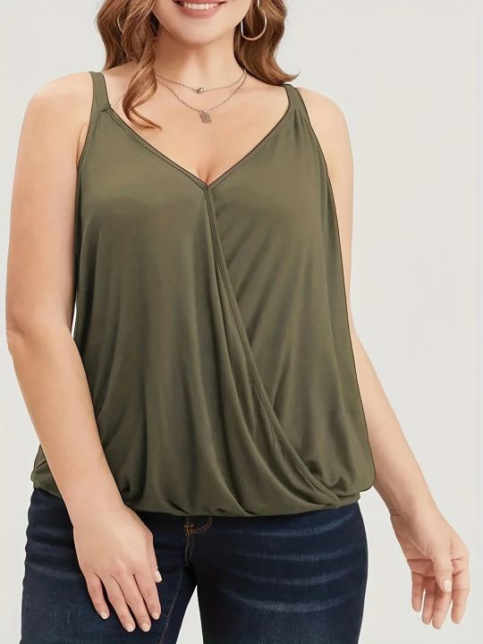 Women's%20V%20Neck%20Top%20Fashion%20Plus%20Size%201XL-5XL%20Summer%20Solid%20Cross%20Connection%20Tank%20Top%20Ladies%20Casual%20Sleeveless%20-%20Image%203
