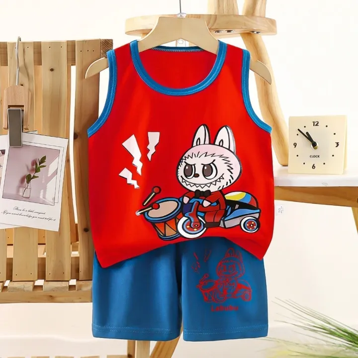 Children's%202-piece%20set%20labubu%20tank%20top%20+%20breathable%20fabric%20shorts%20-%20Image%202