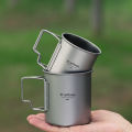 Tiartisan Tatinium Camping Mug Hiking Tableware Fodable Handle Coffee Cups with Lids Lightweight Frosted Cup Mugs. 