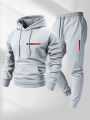 PARIS Letter Print Sweatshirt Suit Men's Fleece Hoodie Pants Set Spring Autumn Winter Warm Casual Sports Pullover Trousers Sets. 