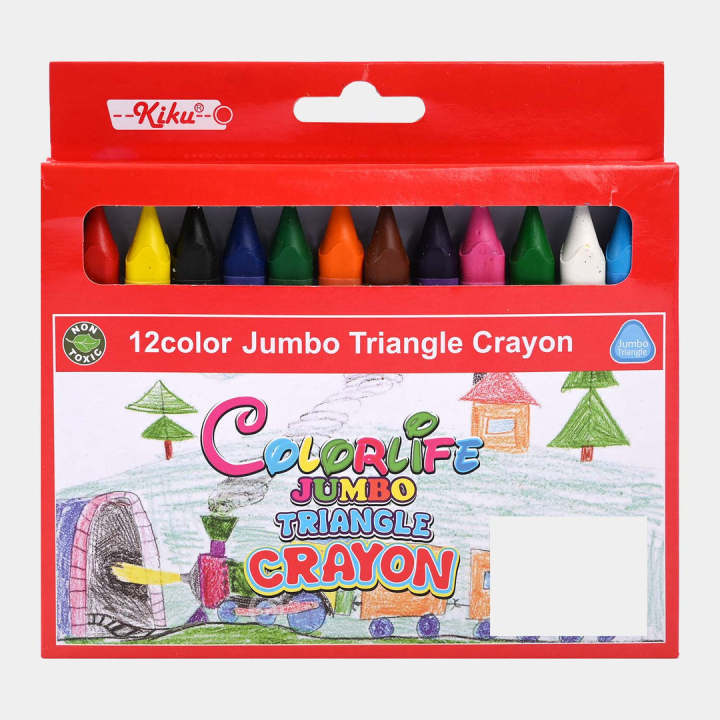 Jumbo Triangle Crayon 12 Color Easy Grip And Non Rolling Due To Triangular Shape For Girls And Boys