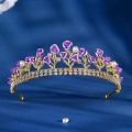 Purple Rose Rhinestone Crown  Crystal Wedding Bridal Tiara Crown Rhinestone Headbands Hair Hairband. 