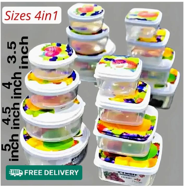 Food Container Bowl Microwave Safe BPA Free Plastic Bowl - 4 Pcs Set Storage Jar, Box, Multipurpose Bowl Fine Quality - Fresh Keeping Bowl Set