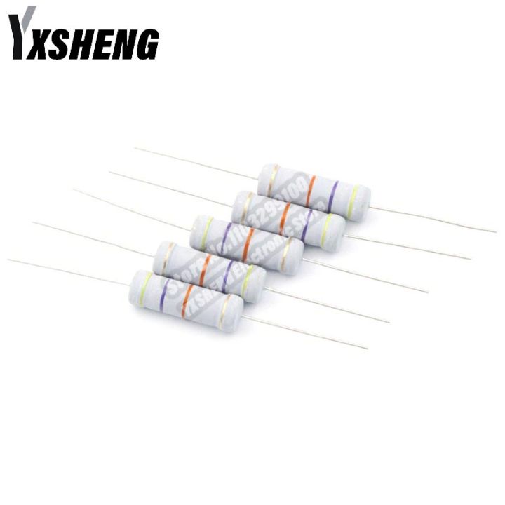 5Pieces 5W Carbon Film Resistor 5% 1R ~ 470K 1R 2.2R 10R 47R 100R 220R 470R 1 2.2 10 47 100 220 470 Ohm  2.2K 5.1K 10K 100K 470K