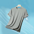 Men Running T-shirt Breathable Stretch Summer Top Gym Fitness Running Thin Short Sleeve Sportswear M-5XL Gray Blue Black White.