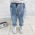 Korean new boys and girls high-waisted jeans, children's porn jeans, boys with loose fashion dad pants 0-5 year old trousers. 