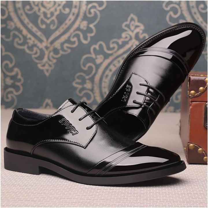Men's Shoes Bright Patent Leather Men's Leather Shoes Pointed - Main Image