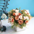 Retro Silk Red Artificial Rose Flowers DIY Autumn Wedding Home Decoration Fake Peony Hydrangea Bride Bouquet. 