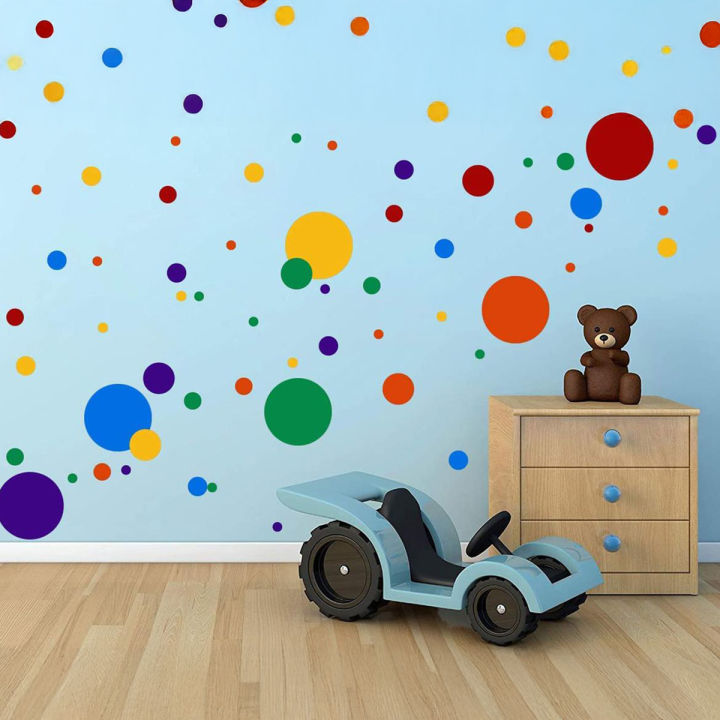 50 Mixed Size Polka Dots Wall Stickers - Matt/Gloss Vinyl, Waterproof, Multi-Color, Easy Peel & Stick