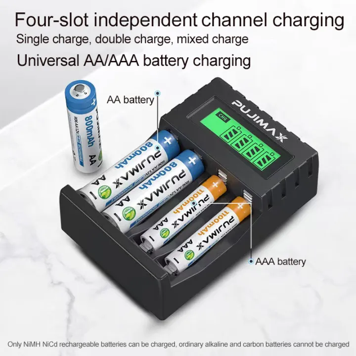 PUJIMAX%204%20Slots%201.2V%20Smart%20Battery%20Charger%20LCD%20Display%20For%20AA/AAA%20NiCd%20NiMh%20Rechargeable%20Battery%20Portable%20Fast%20Charging%20Adapter%20-%20Image%205