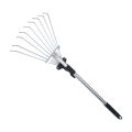 Yard Lawn Collect Loose Debris Garden Rake Fan Broom Stainless Steel 9 Teeth Telescopic Leaf Brush Home Hand Tool Garden Fork. 