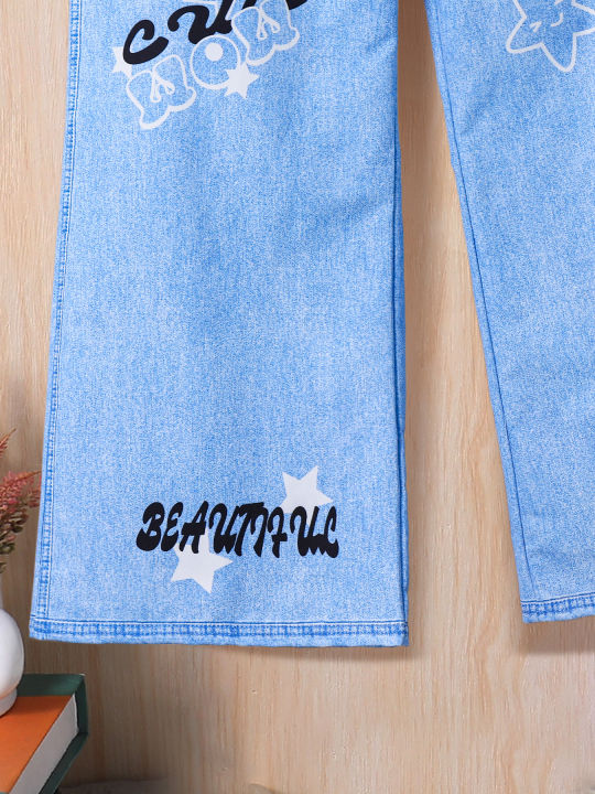 Children's%20fall%20fashion%20for%20girls%20and%20teenagers,%20imitation%20denim%20print,%20micro-elastic%20outdoor%20casual%20baggy%20straight-leg%20pants%20-%20Image%205