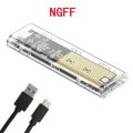 M.2 NVME PCIe NGFF SATA Dual Protocol SSD Case Clear USB Type C 10Gbps PCI-E M2 SSD Transparent External Enclosure Hard Disk Box. 