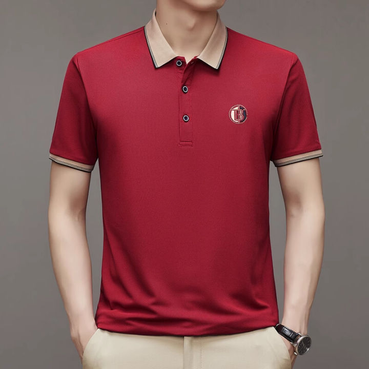 Becoolman-stylish and beautiful short sleeve polo shirt with stripe tip business casual breathable comfortable fabric