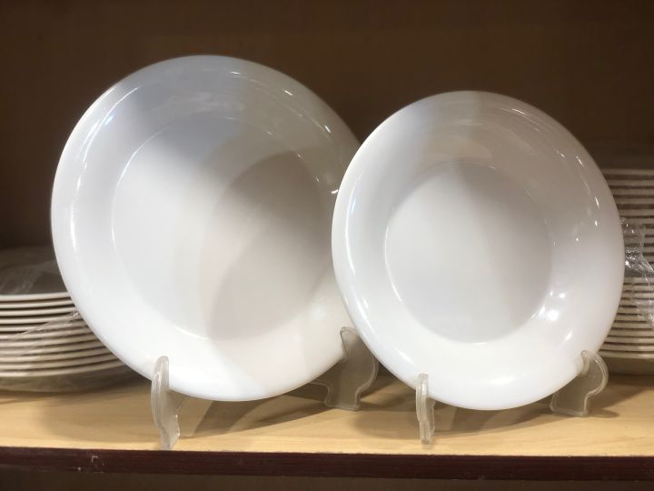 Melamine Double Glaze White Medium/Curry Plates  Pack of 6  8 inch