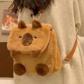 Capibara Bag Women's Plush Cute Versatile Cartoon Capybara College Student Crossbody Bag Backpack Shoulder Bag. 