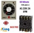Anly Timer AH3-2 & AH3-3 with base,( 30s, 60S Second & 30M, 60M minute ) AC220V, 5A Same price.