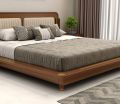 Lotus Premium Ash Wood Bed with Brass Inlay
(King Size, Teak Finish). 