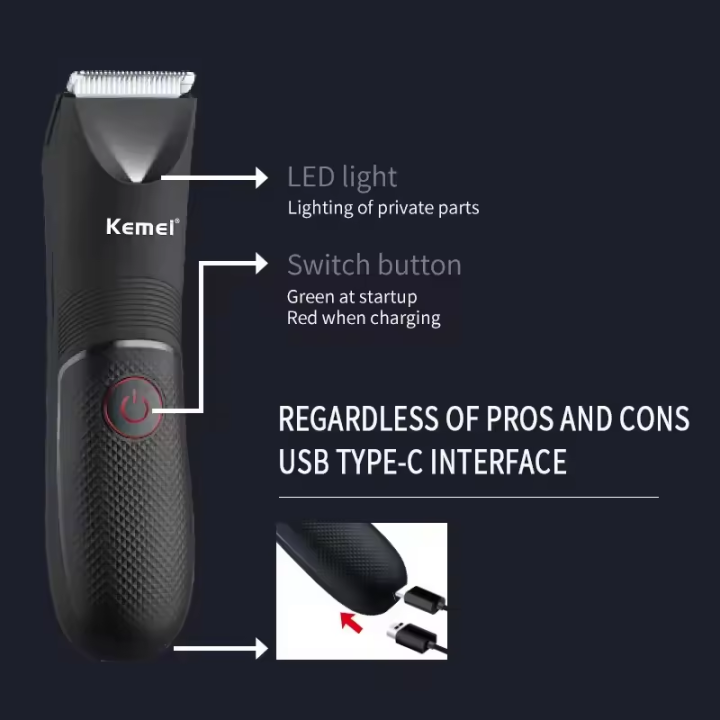 Kemei%20KM-1838%20Bikini%20Line%20Men's%20Full%20Body%20Washable%20Hair%20Removal%20Machine%20Rechargeable%20Electric%20Shaver%20Secret%20Trimmer%20With%20Light%20-%20Image%206