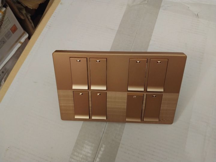 8 Gang Rose Gold Metal Body Modular / Semi-Modular Long Type Switch (8 ...