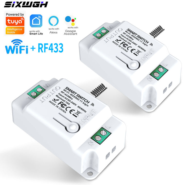 WiFi Tuya Smart Switch On-Off Breaker Switch Support RF 433MHz Remote Control, Work with Smart Life App Alexa  Home
