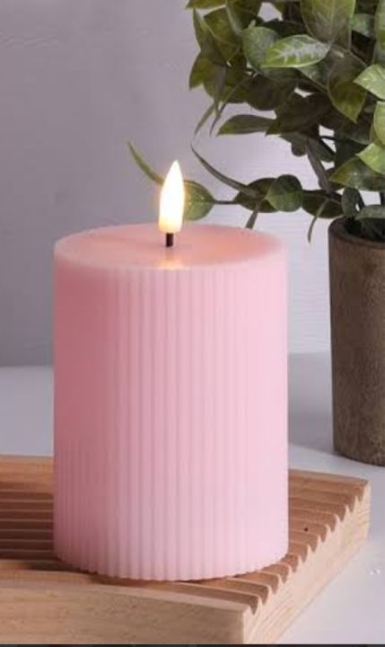 SCENTED ROUND SHAPED STRIPED PILLAR CANDLE (3.25x2 inches ---- 01 Pc)