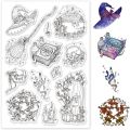 1PC Witch Props Clear Stamps for Cards Making Magic Book Crystal Ball Skull Silicone Clear Stamp Seals Transparent Stamps. 