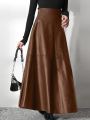 ZANZEA Women's PU Leather Maxi Skirt 2025 Autumn Elegant OL Long Saias Fashion Solid Mujer Faldas Casual High Waist Zipper Jupe. 