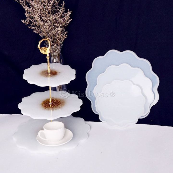 3 Tier  platter resin mold( with & without fittings)   |Silicone Agate Resin Casting Making Mold,Coaster Epoxy resin Molds Craft DIY, , Premium Quality ,Home Decoration