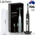 Lächen Sonic RM-T8B Electric Toothbrush with 3 Brushes Heads and Timer, 3 Modes & 3 Vibration Strengths with Travel Bag (PINK). 
