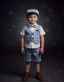 Premium 5-Piece Party Suit for Baby Boys (6 Months - 7 Years) – Sky Blue Check Waistcoat, Shorts & Cap Set with White/Black Shirt Options – Smart Casual Wedding & Birthday Outfit. 