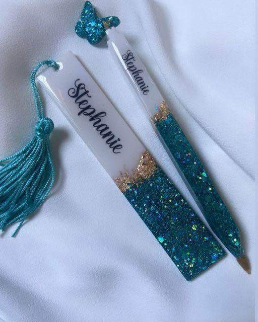 Customize resin bookmark,pen pack 2