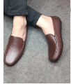 Men Shoes Luxury Trendy Casual Slip on Formal Loafers Men Chocolate Male Driving Shoes.
