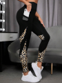 Leopard Mesh Insert Sports Leggings With Phone Pocket.