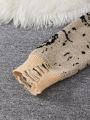 New Trendy Street Style Ripped Abstract Starry Sky Pattern Pullover Sweater Casual Round Neck Knitted Men's Pullover.