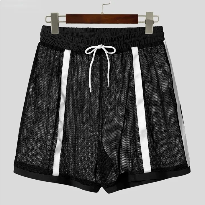 Men's%20Mesh%20See-through%20%20Shorts%20Fashion%20Patchwork%20Drawstring%20Beach%20Shorts%20Leisure%20Sport%20Shorts%20for%20Man%20Pajamas%20Home%20Underwear%20-%20Image%202