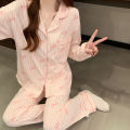 New Women's Spring and Fall Pajamas Homewear Set Wrinkled Cloth Sweet Girl Students Long-Sleeved Casual Pajamas Homewear Set. 