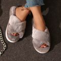 Autumn New Fashion Cross Strap Fur Slippers Women Indoor Light Warm Plush Home Slippers Woman Faux Fur Flat Heel Couple Slides.