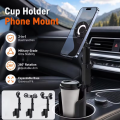 2-in-1 Car Cup Holder Phone Mount Dual Magnetic Adjustable Long Arm Universal Drink Stand for Cell Phones.