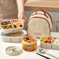 WORTHBUY 3 Grids Microwave Plastic Lunch Box Portable Detachable Fruit Bento Box Stackable Food Container For School Office.